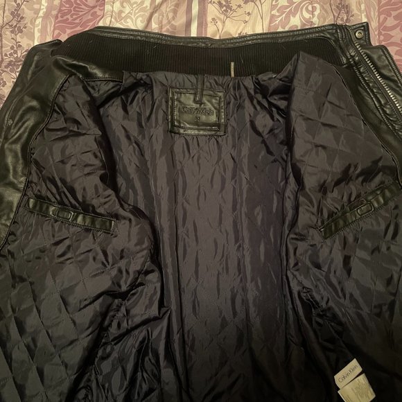 Calvin Klein Faux Leather Jacket, Black, Medium - Picture 3 of 4